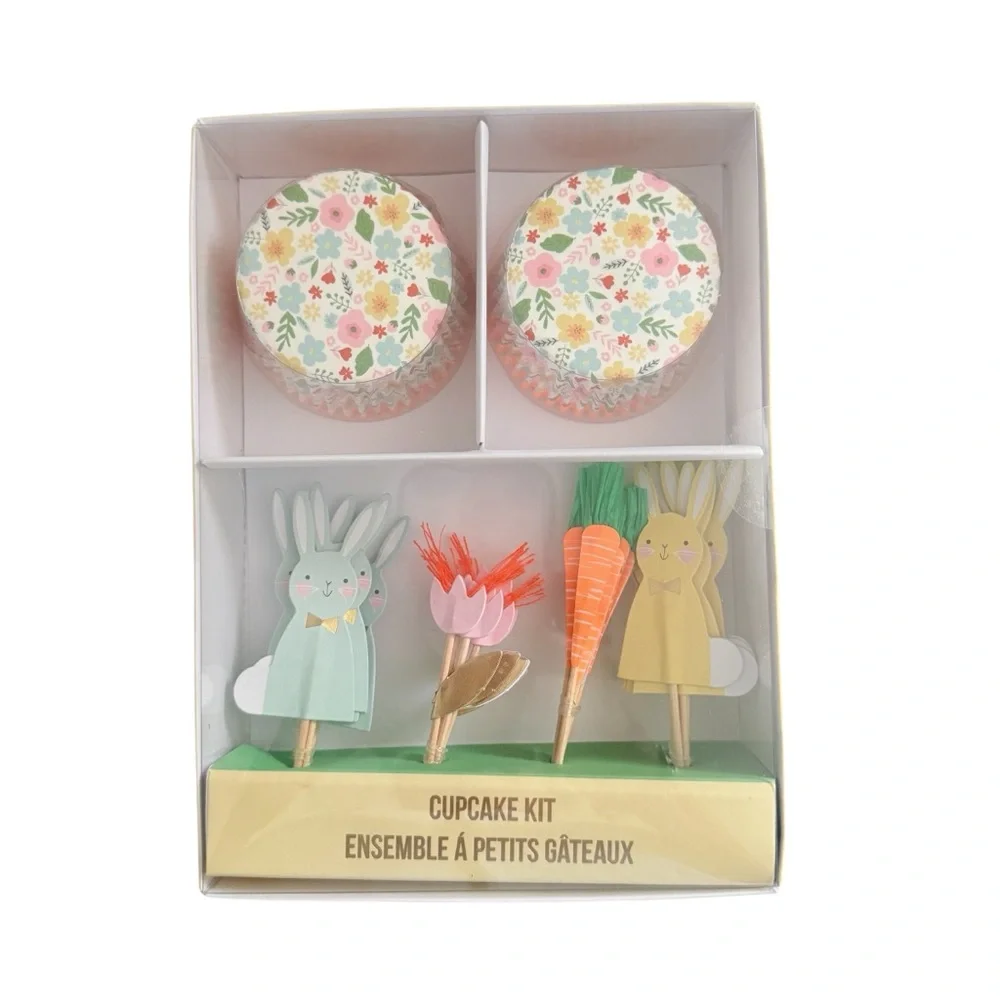 Meri Meri Floral Bunny and Carrot 24 Cupcake Kit